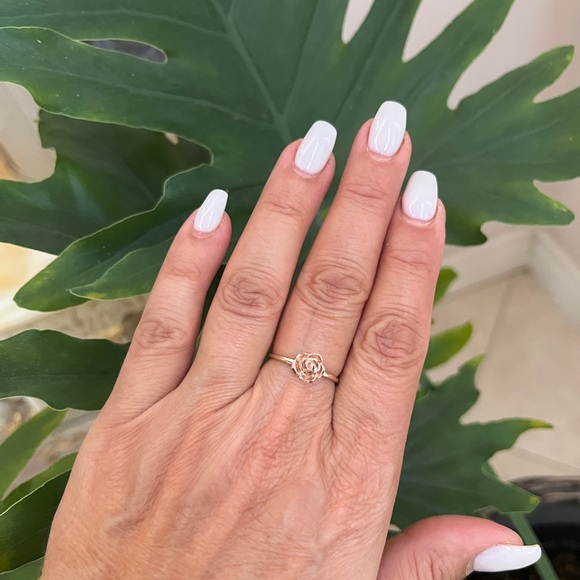 14K Yellow Gold Rose Gold Rose Flower Ring - Picture 3 of 16